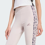 Adidas Seasonal Essentials Leopard Print Tights with 3-Stripes - Donna